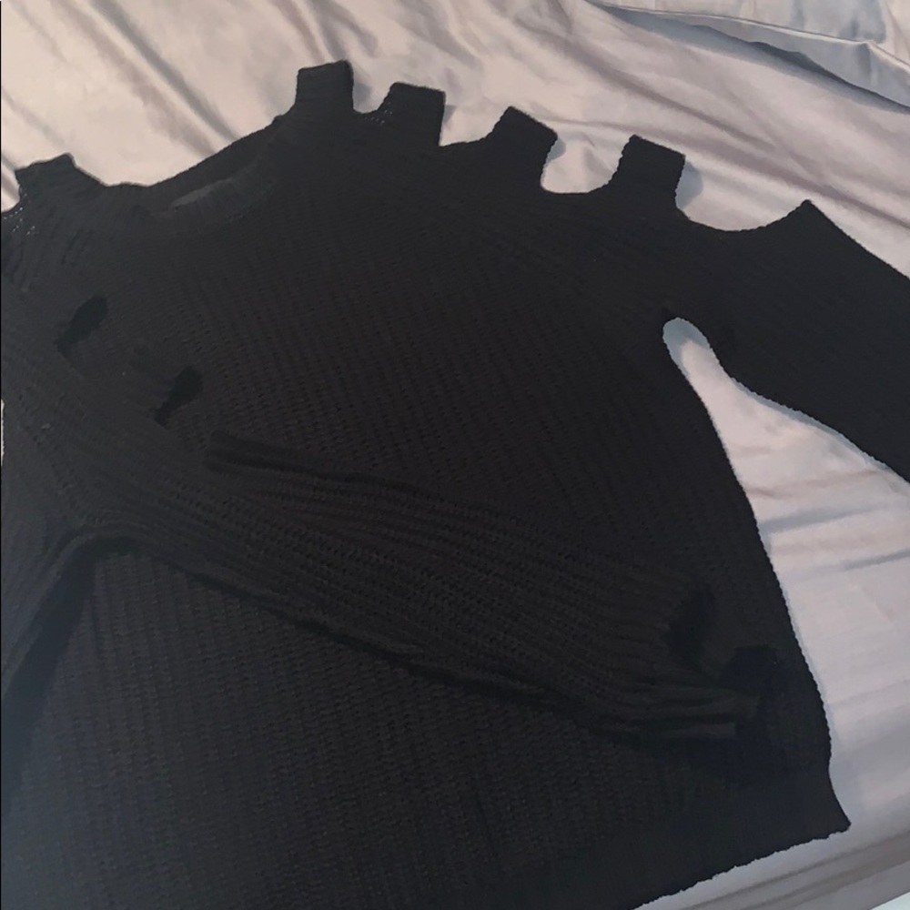Black cut out arms sweater